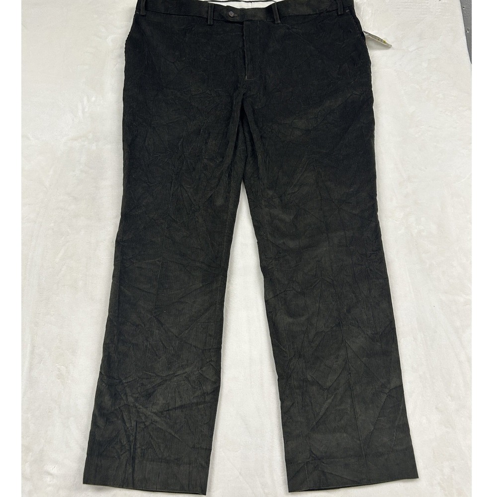 Lauren Ralph Lauren Corduroy Pants Mens 40x30 Dark Olive Flat Front Cotton New